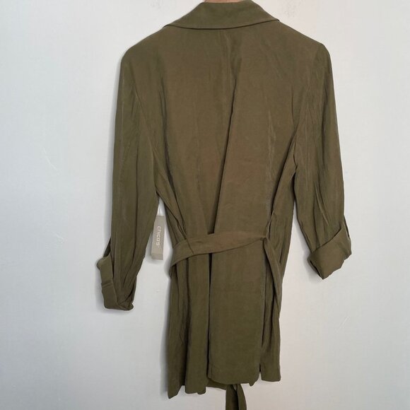 NWT Chicos Jacket Trench Coat Size Medium Green Long Tencel Fall Lightweight - Picture 6 of 11